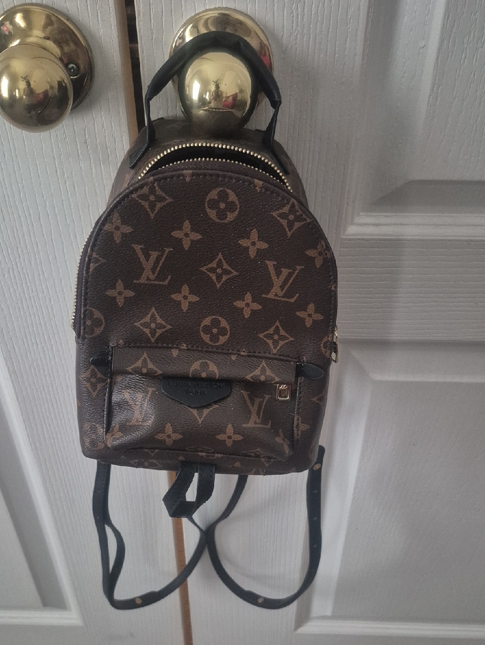 Louis Vuitton Monogram Brown Mini Backpack with Black Straps